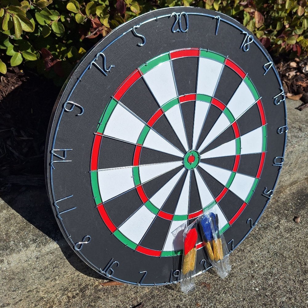 NEW Real Dartboard with Darts Wall Hanging Game Man Cave Gift for Him Basement